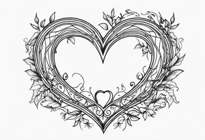 Crescent moon with a love heart inside with vines creeping down it tattoo idea