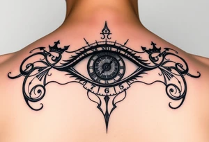 All seeing eye with clock hands and numerals tattoo idea
