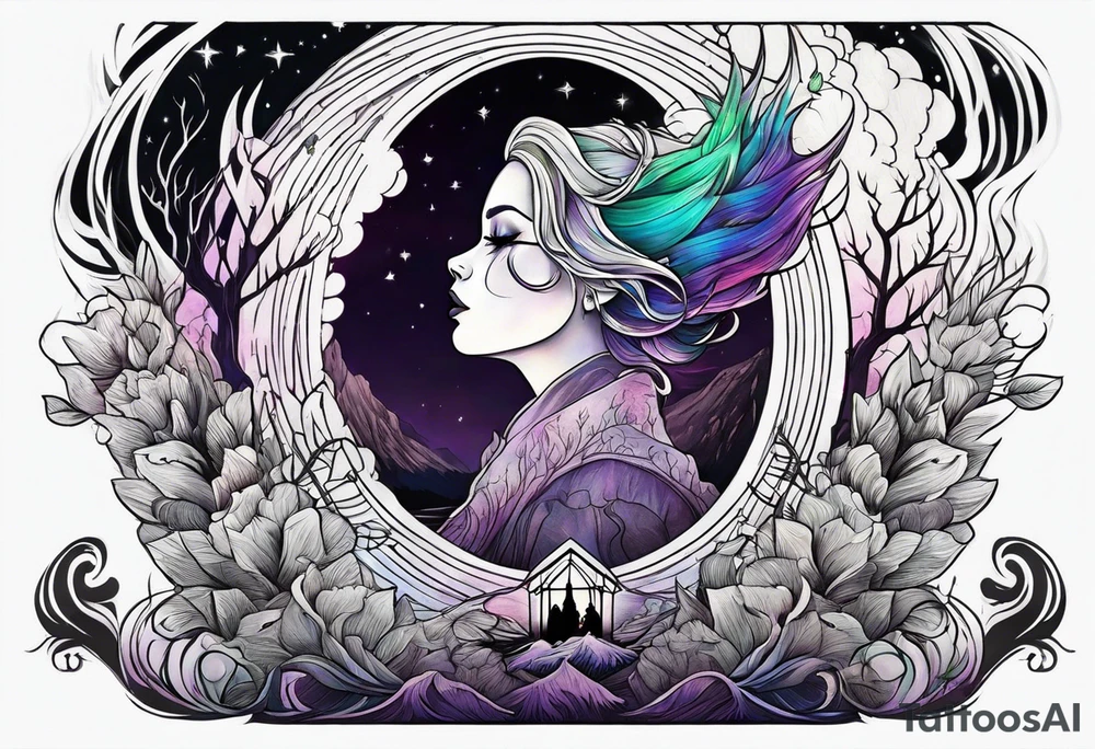 Northern lights with pennywise tattoo idea
