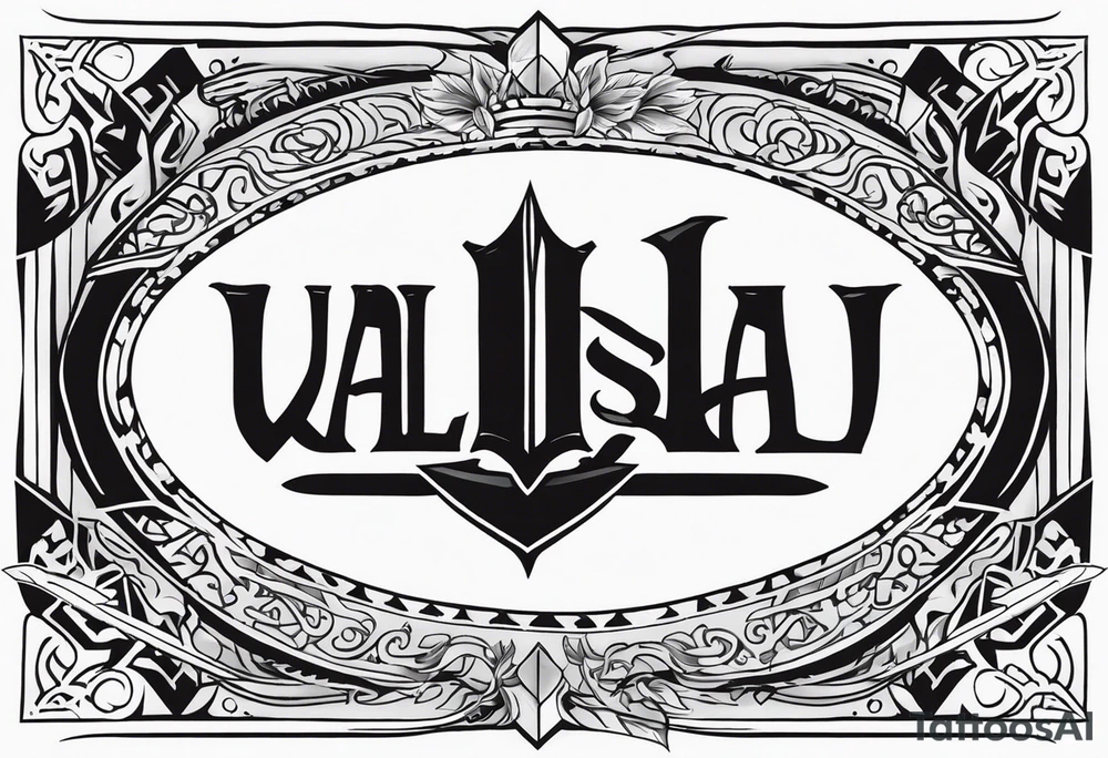 Valhalla sword shield axe heaven tattoo idea