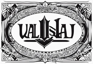 Valhalla sword shield axe heaven tattoo idea
