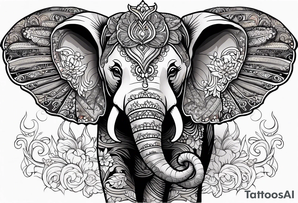 cute elephant with wings tattoo idea