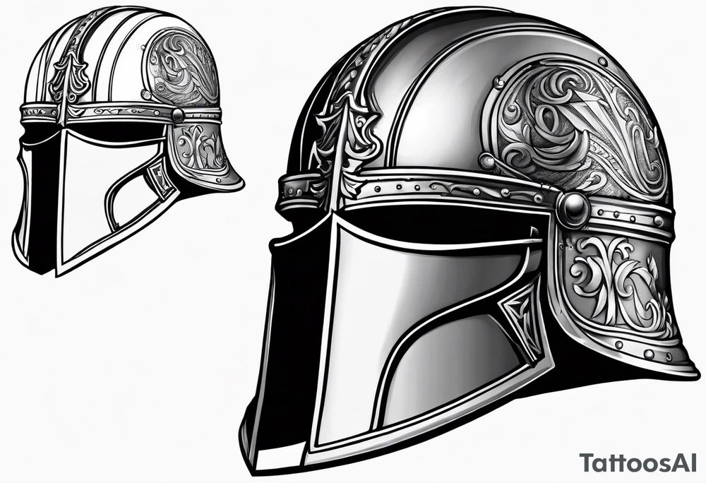 medieval knight helmet tattoo idea
