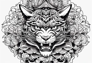 japanese sleeve tattoo with blocky elements tattoo idea