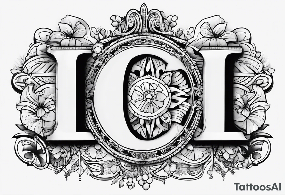 small fine line art with the letters L and C tattoo idea