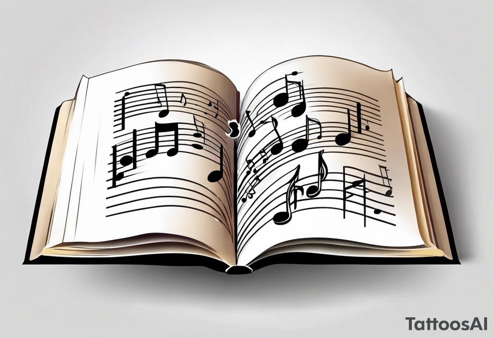 Music notes coming out of book tattoo idea