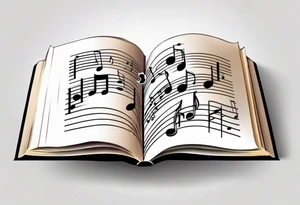 Music notes coming out of book tattoo idea