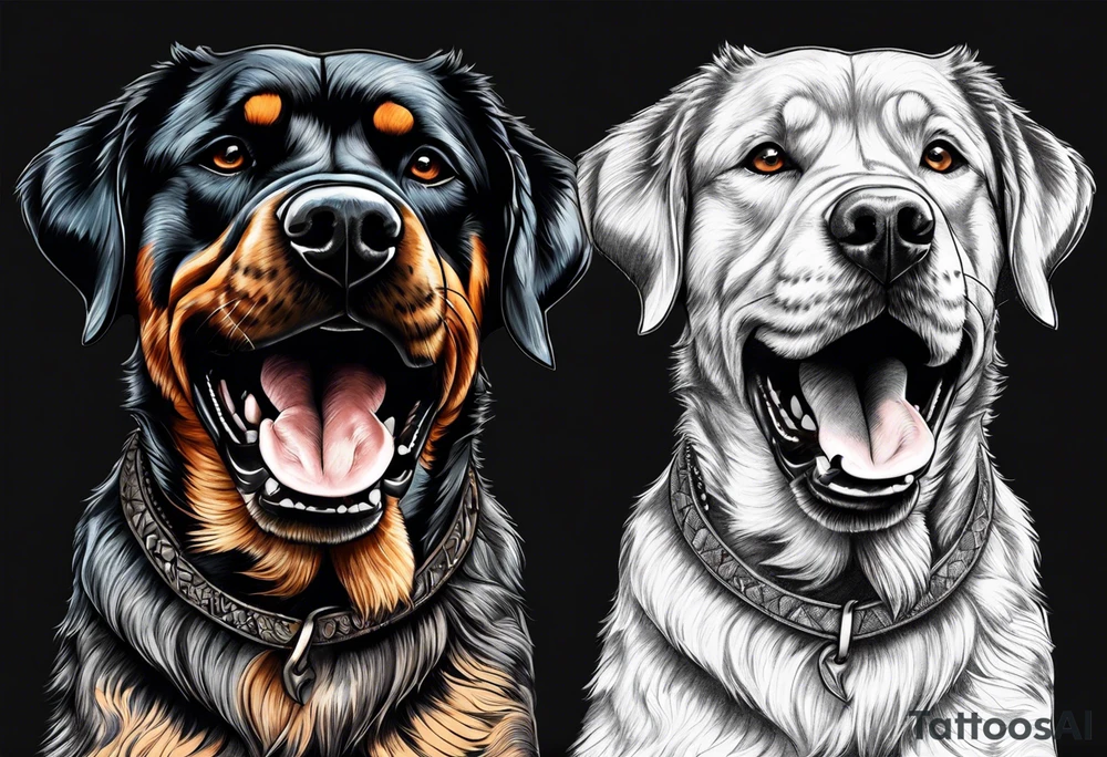 Barking Rottwieller tattoo idea