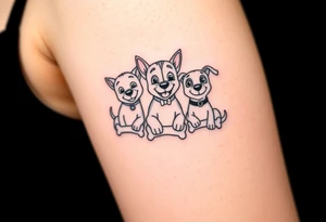 Dogs from paw patrol group chewing bones tattoo idea