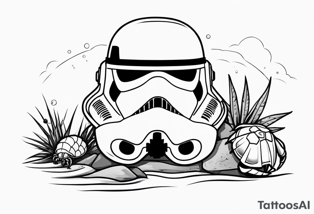 storm trooper helmet and a hermit crab tattoo idea
