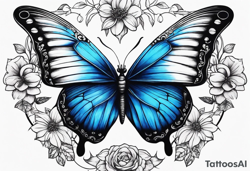 Blue butterfly tattoo idea