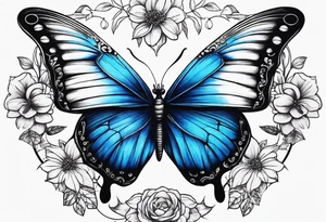 Blue butterfly tattoo idea