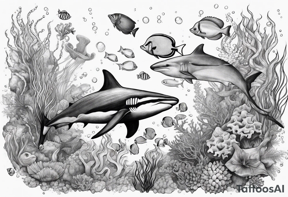 Under ocean sea life tattoo idea