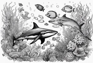 Under ocean sea life tattoo idea