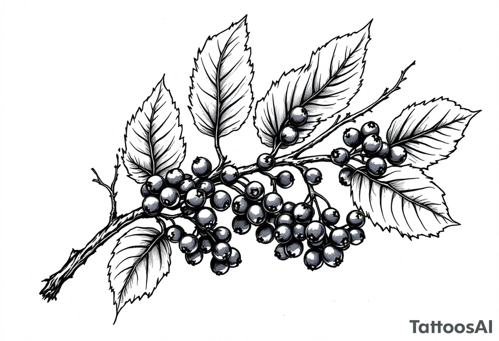 American traditional style Blackberry branch tattoo idea