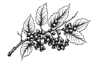 American traditional style Blackberry branch tattoo idea