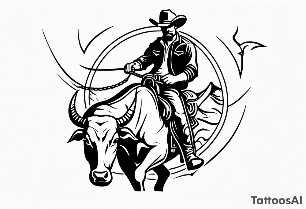 Bull with a cowboy rider tattoo idea