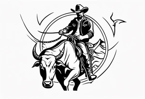 Bull with a cowboy rider tattoo idea