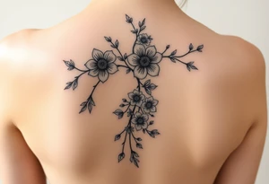 A spine tattoo a flower vine with a birth flowers according to these months in order June November July August April June April tattoo idea