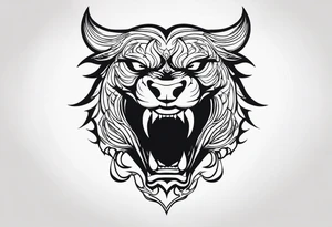 shadow beast with mouth open and smoke coming out tattoo idea