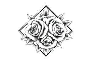 Roses inside of an elongated diamond shape tattoo idea