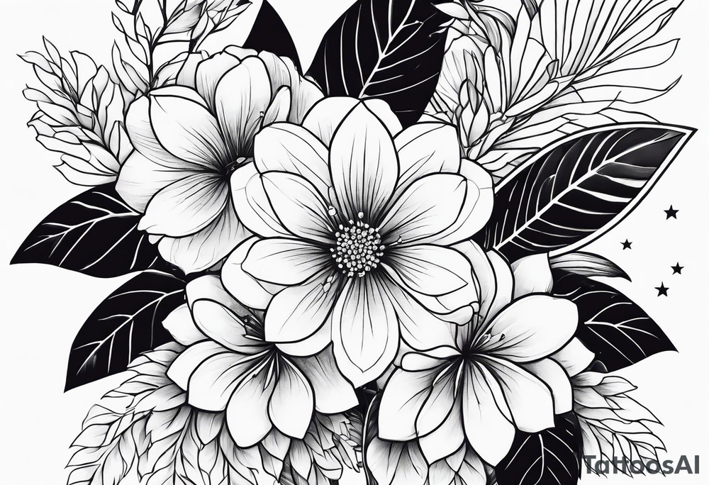 lines, flowers tattoo idea