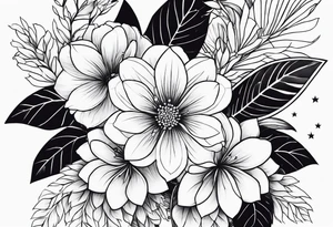 lines, flowers tattoo idea