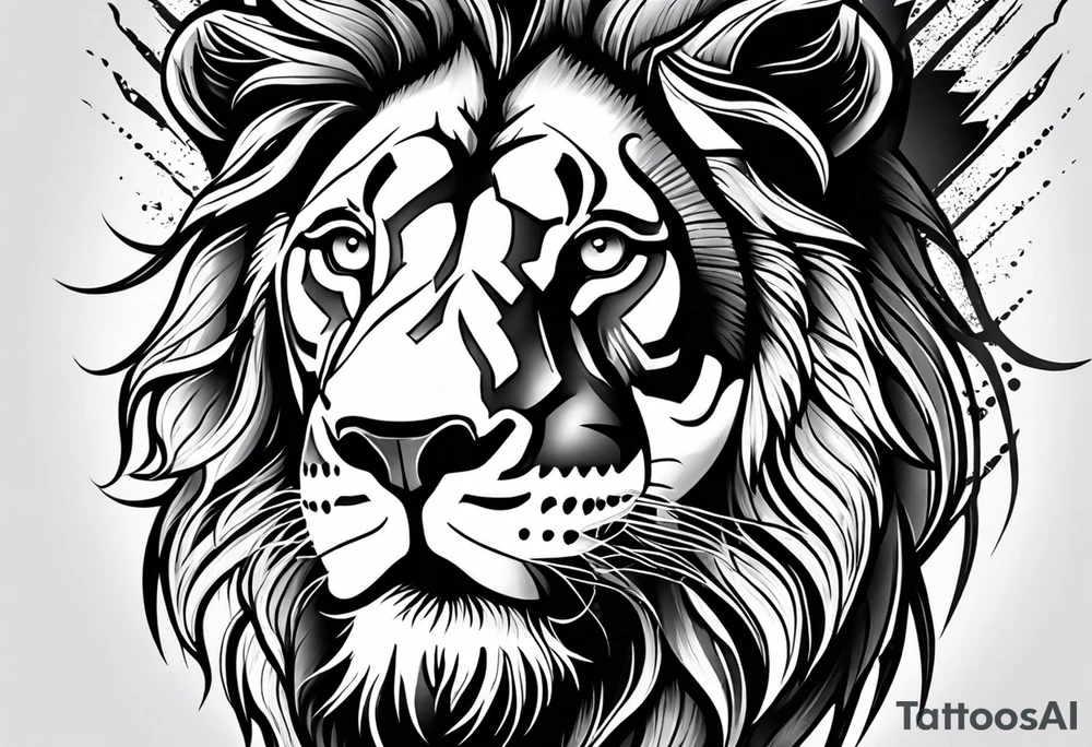 lions face tattoo idea