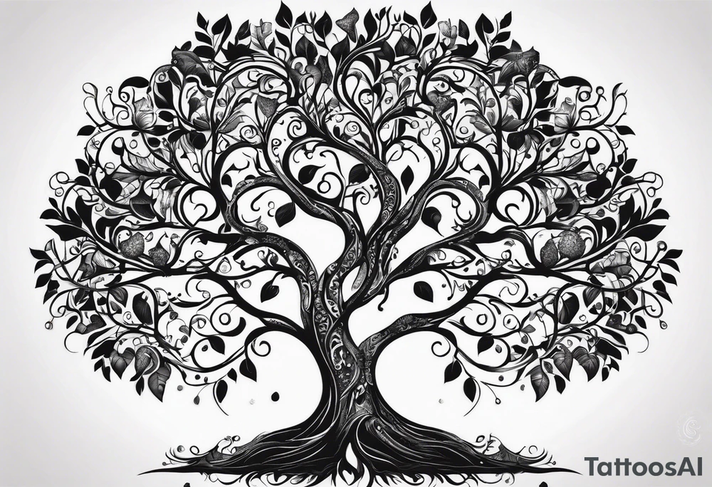 tree of life with kids birthdays involved 10/13/10, 5/29/13, 8/5/15 tattoo idea