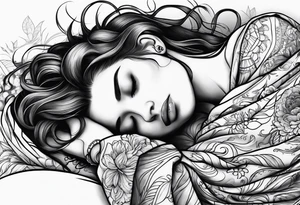 girl sleeping in blanket tattoo idea