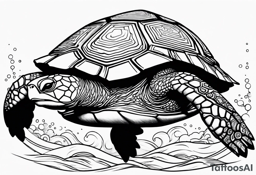Bunny riding on a sea turtle tattoo idea