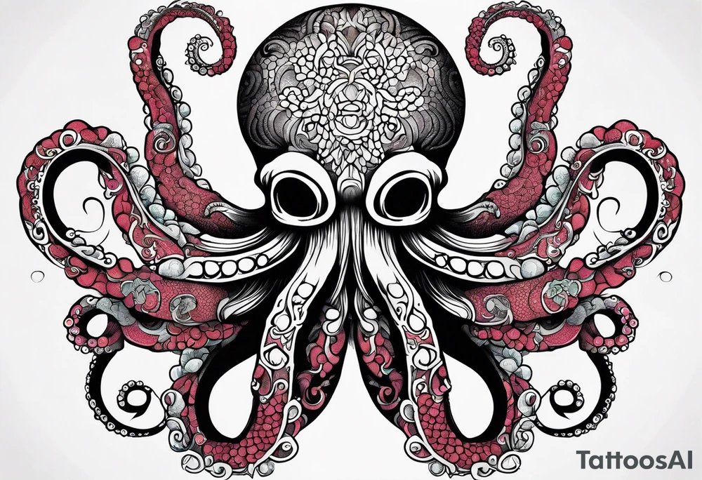 Octopus with tentacles around human lungs tattoo idea