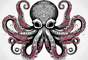 Octopus with tentacles around human lungs tattoo idea