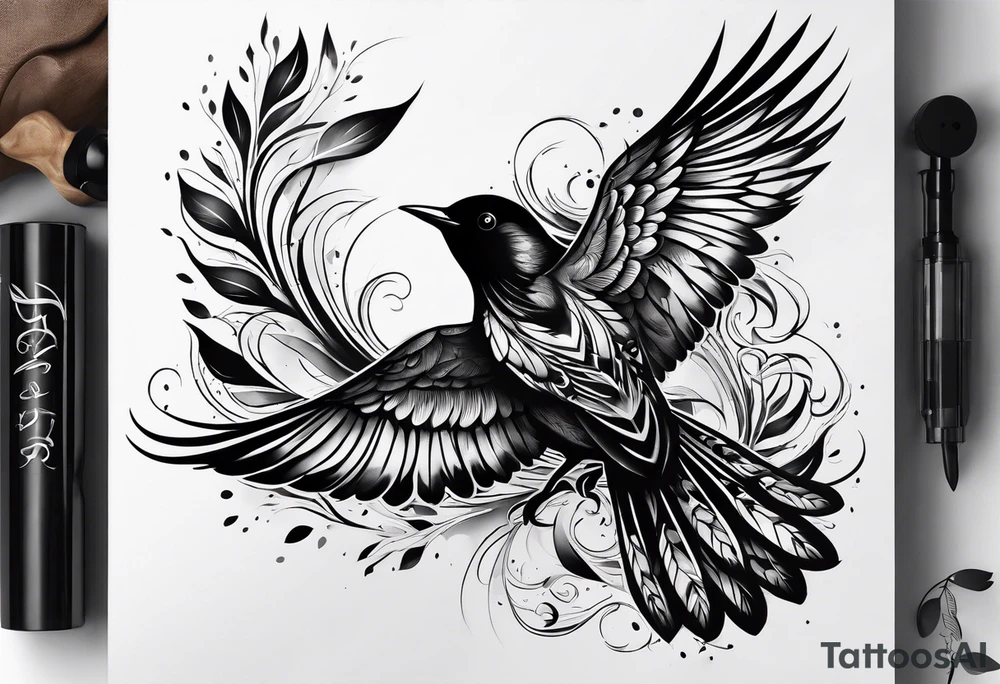 Shadow birds half sleeve tattoo idea