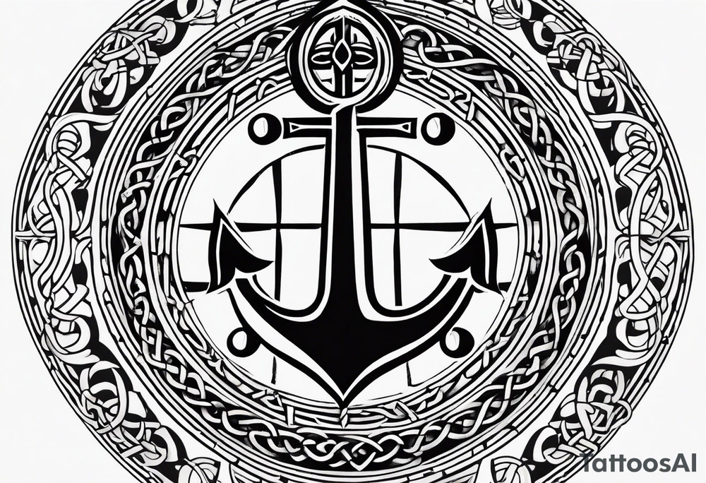 Celtic styling, anchor, compass, bass clef note, treble clef note, dog paw print, half sleeve, forearm tattoo idea