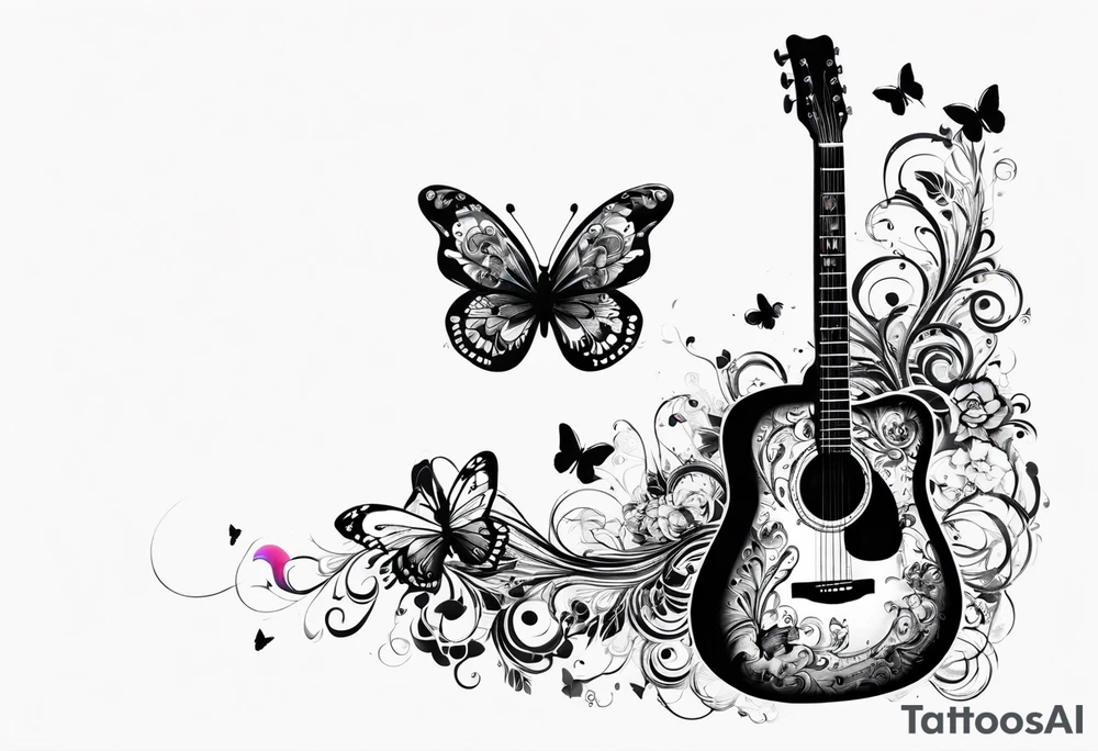 Guitar, butterfly, rainbow, Xbox tattoo idea