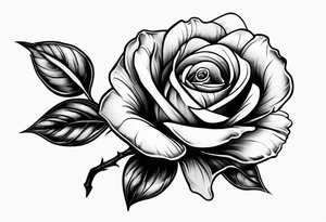 a human hand holding on to a single rose stem tattoo idea