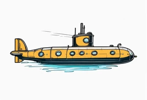 modern submarine surfacing slight left turn front view tattoo idea