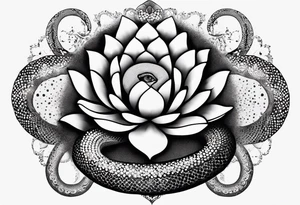 Snake with lotus and mandela tattoo idea