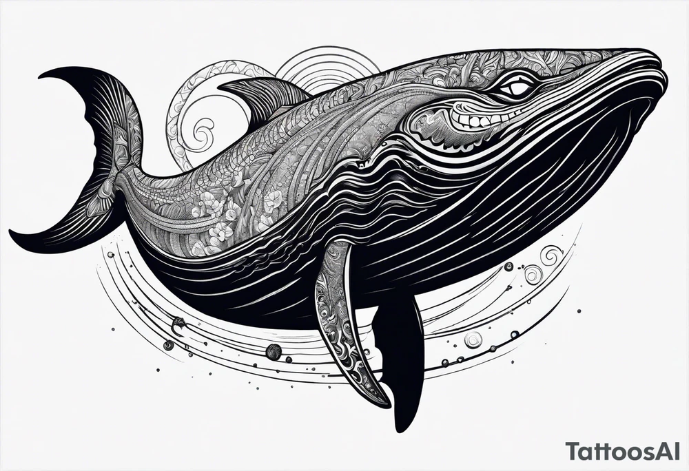 shynx cat riding a whale tattoo idea