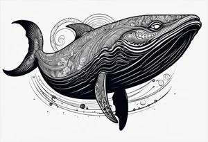 shynx cat riding a whale tattoo idea