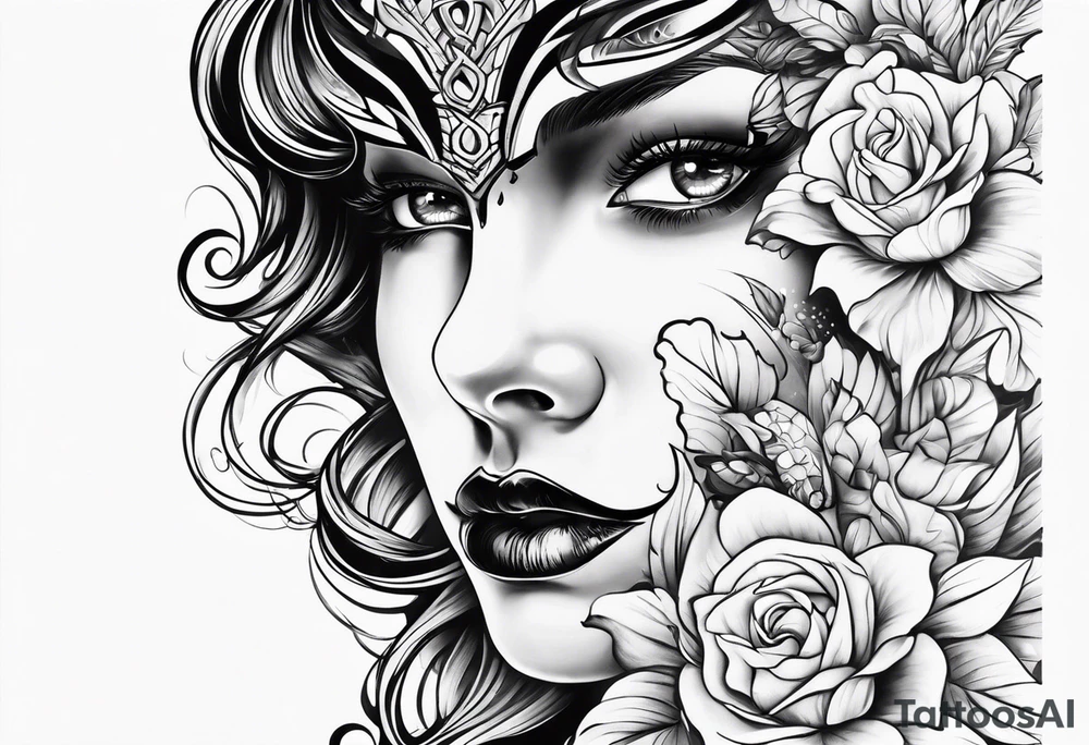 Two face mask tattoo tattoo idea