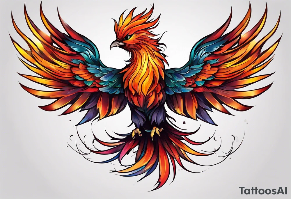 little pheonix in fire tattoo idea