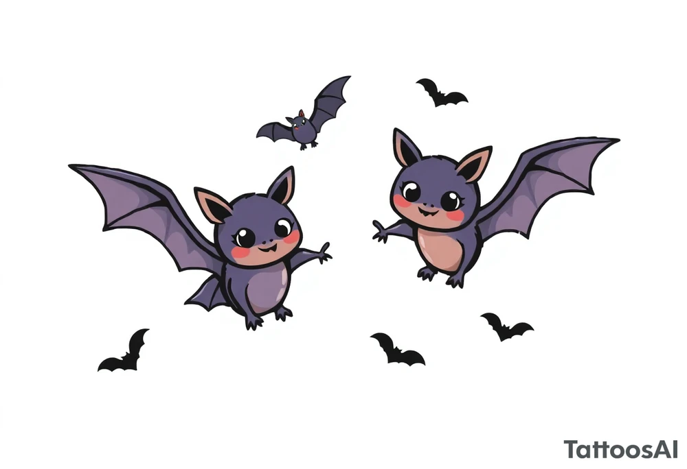 10 Unique cute bats tattoo idea
