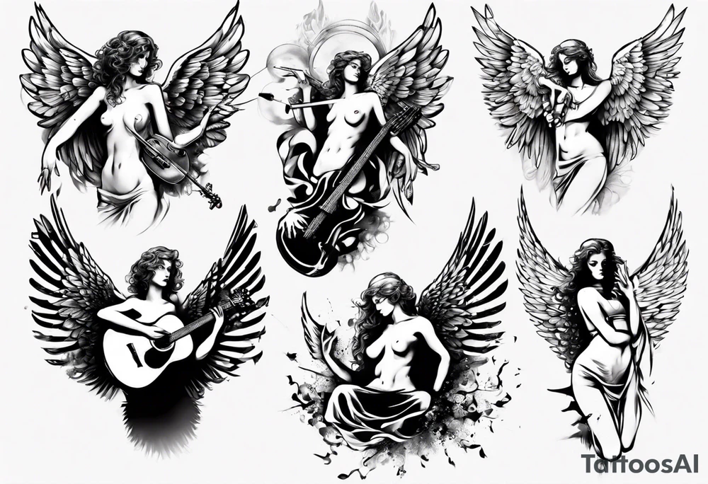 music angel tattoo idea