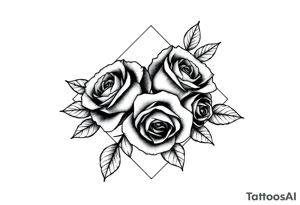 Small Roses in a diamond shape tattoo idea