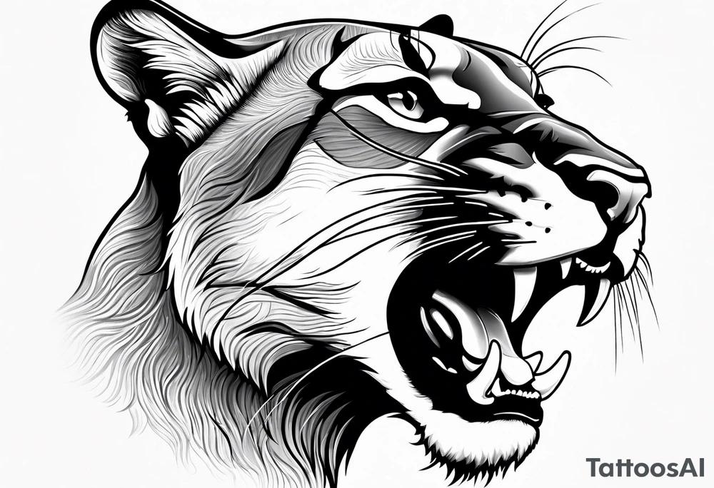 mountain lion growling tattoo idea