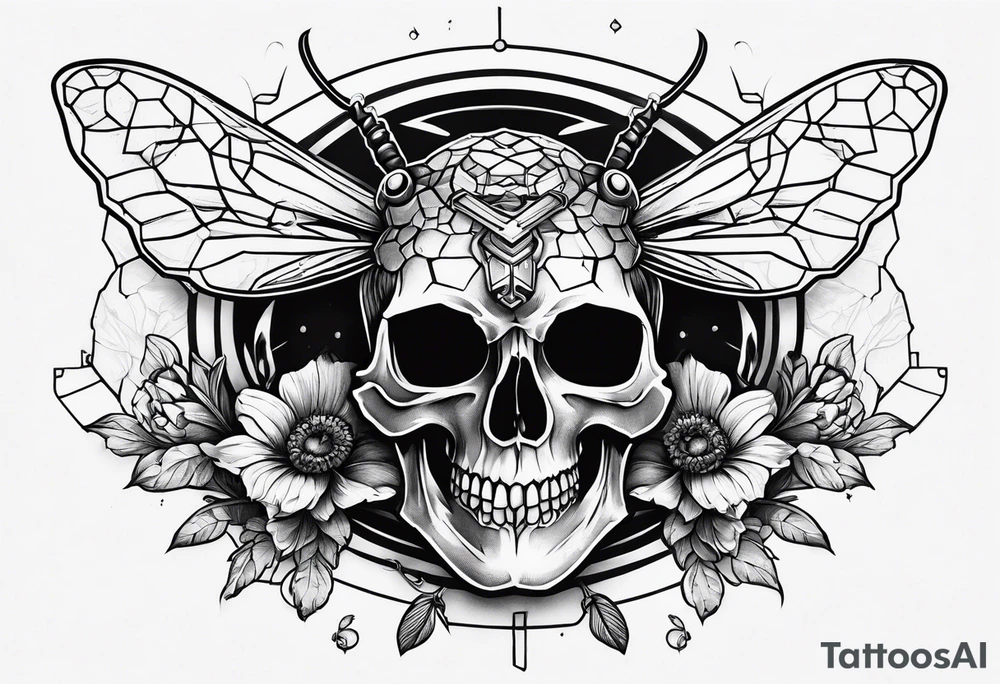 Bees, skull, tattoo idea