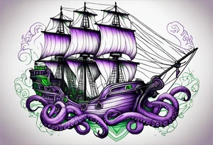 Purple and green octopus 

Ship tattoo idea