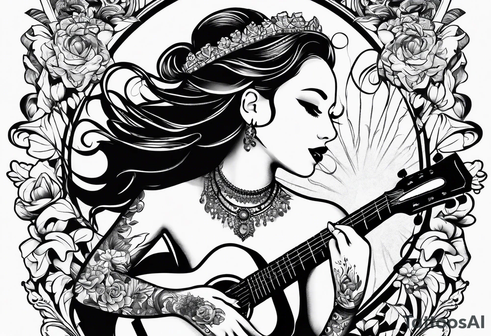 Music with guitar and piano and vocals tattoo idea